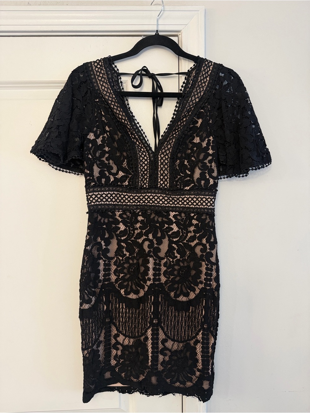 Elegant Black Lace V-Neck Dress